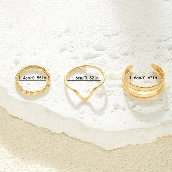 Toe Rings Foot Jewelry 3pc Minimalist Gold Adjustable Beach Boho Trendy Stylish - Picture 4 of 4